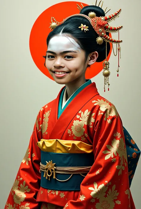 With japan traditional clothes and ugly face