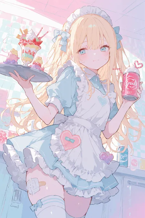 illustration, best quality, dramatic lighting, 00118_illu
,r17329_illu,usnr,masterpiece, best quality, 8k, highres, ultra-detailed,HDR, UHD, illustration, best quality, pop art,
,1girl, long blonde hair, blue eyes, hair bow, cute maid outfit, frilly dress,...