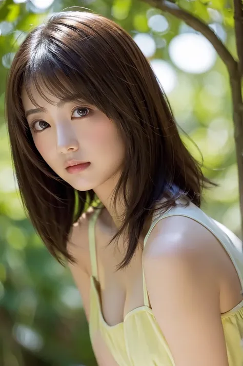 high quality,超high resolution,、1 person,whole body、Shiny brown hair,(8k, 4K、最high quality, high resolution, 超high resolution:1.1)、Short Bomb Hair、Cool Look,staring at the camera, beautiful skin、、 Reveals Cleavage、whole bodyの画像、 realistic, finely, high reso...