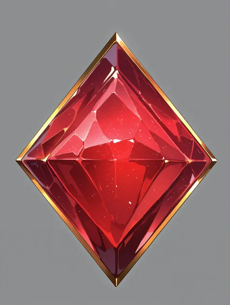 HDR, 8K, low contrast,masterpiece, best quality, amazing quality, very aesthetic, detailed lighting, ((rubin stone)), glass, gold frame