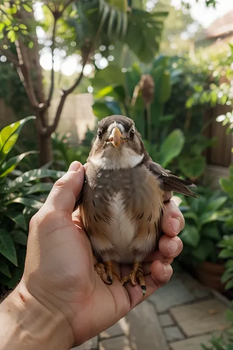 hand holding a bird

