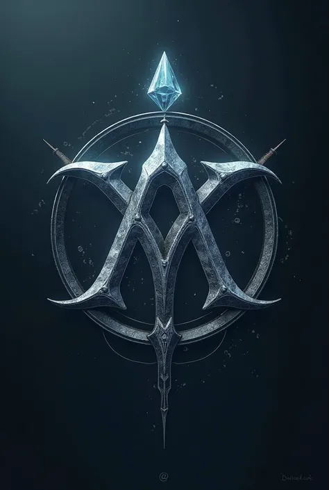 Create a sigil with the letters A and T with elements of the Aquarius sign 