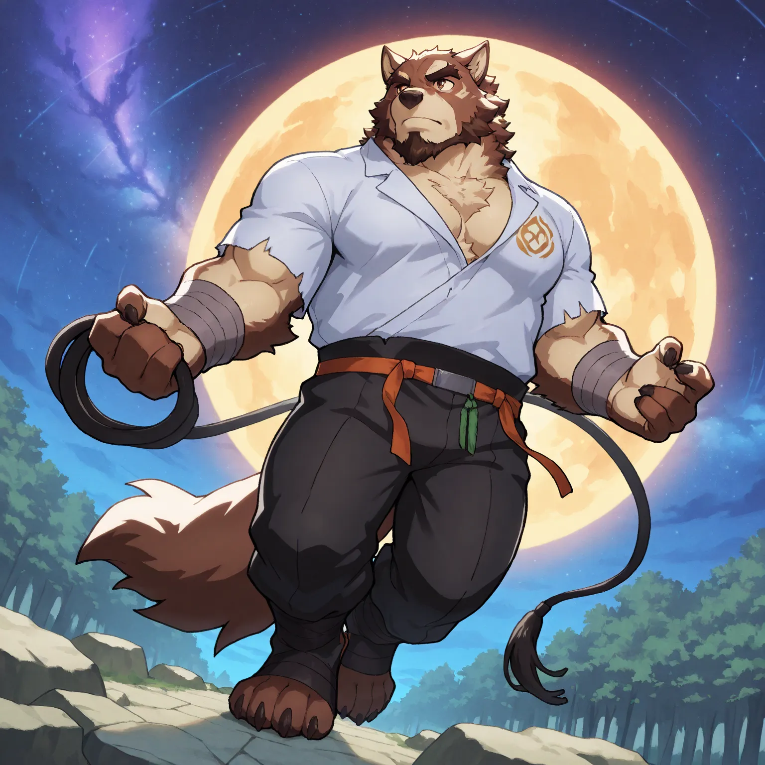 character focus, full body, looking away, dynamic angle, summoner, a muscular middle-aged wolf man, summoner costume clothes, shirt, pants, setup whip, castingmagic, summoning salamander, dynamic pose, BREAK full body in Michelangelo Buonarroti style, past...