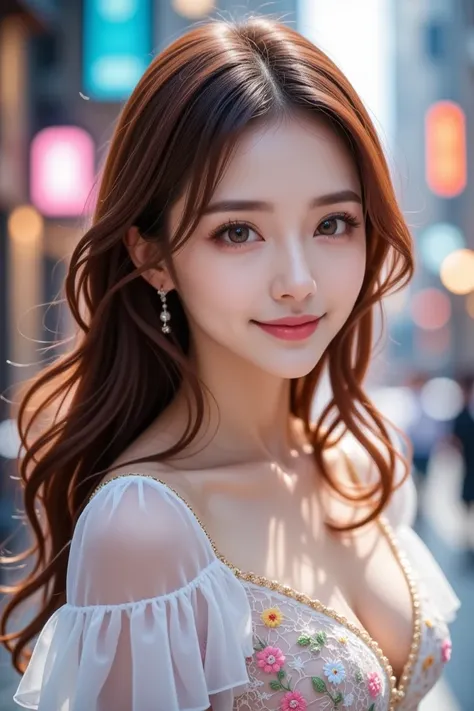  Beautiful Virtual Idols  ,  Detailed Digital Avatars  ,  Bright Holographic Figure , Clear Glowing Skin  , Detailed Facial Features ,  attractive smile  , Delicate expression,  I wear long, flowing hair ,  elegant pose  ,  Surreal Futuristic Environments ...