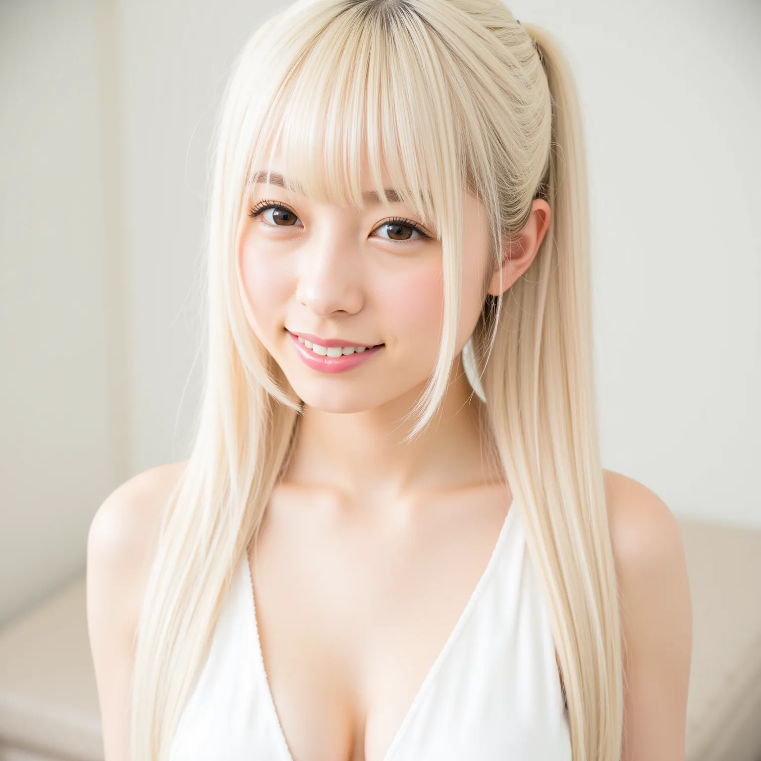 One Tall Ponytail、super long hair、white blond
beautiful woman、
straight hair、high resolution, TOP QUALITY, 1 girl,
、smile、Focus on being straight、 long hair、 blushes, 