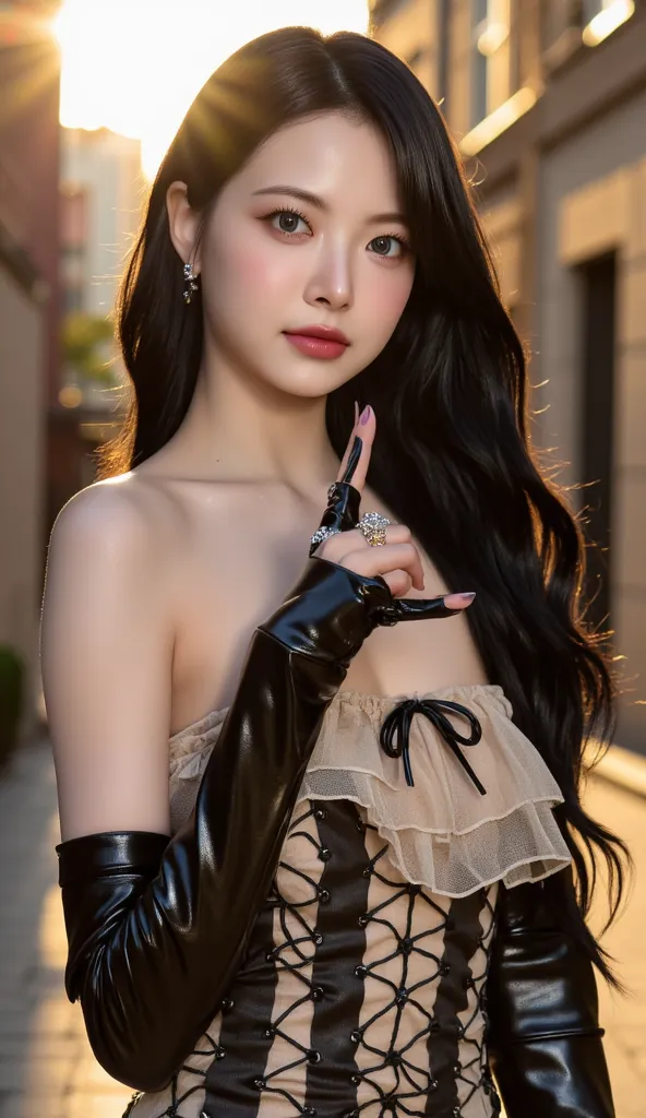  masterpiece,   high quality,   photography,looking at the camera、  Beauty ,   Height, Pale eyes with sparkles  ,   beautiful breasts,   standing like a model、 beautiful and delicate face  ,((Nudie Lips ))、  An expression with an ephemeral sex appeal  , en...