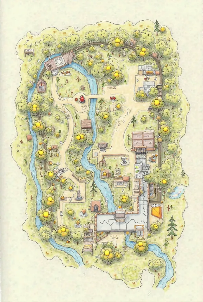 draw (in handmade style) a hypothetical farm containing the following items:

• River 

• Ciliary kills

• Legal reserve (rl) 

• Permanent preservation area (app)

• Areas with a slope greater than 11% (place level curve)

• Hills

• Fruit orchards (place...