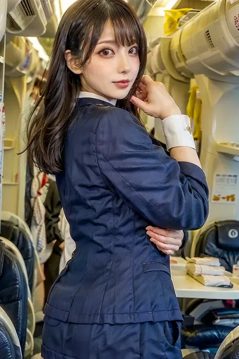 big breasts,big ass, mature female , JAL,cabincrew,uniform,Take various poses,