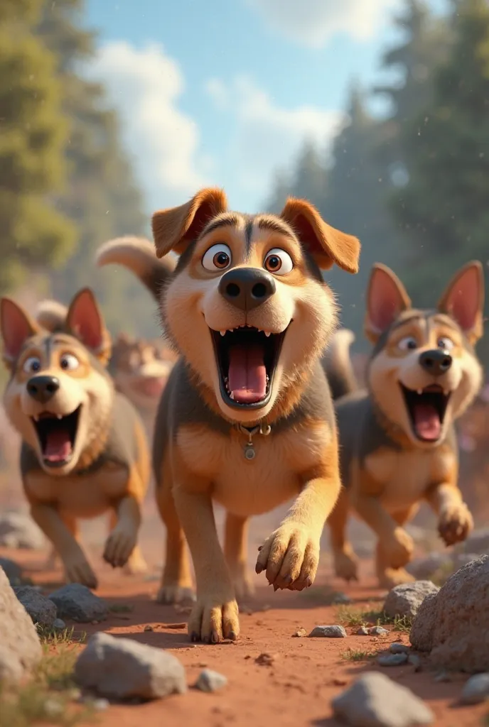 Hungry 3d animation dogs 