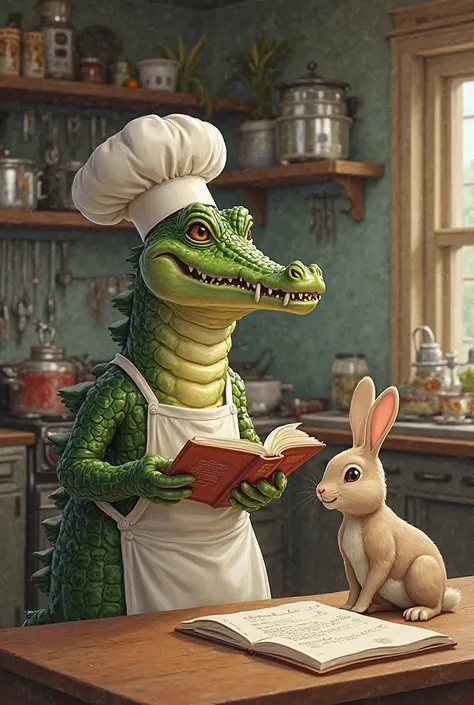 Crocodile cooking and rabbit 