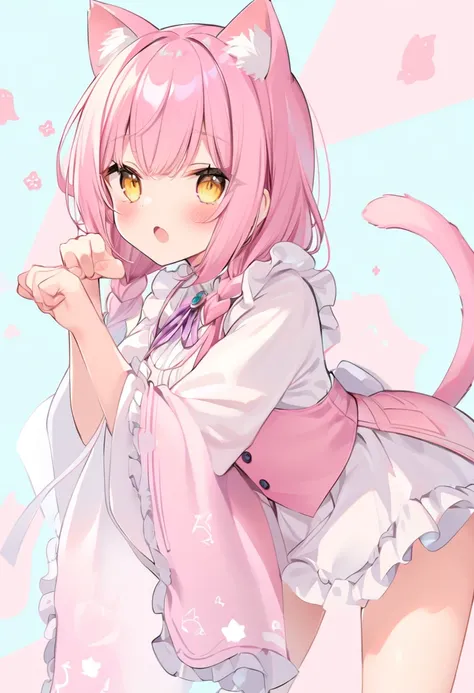 girl,cat ear,cat tail,cat pose