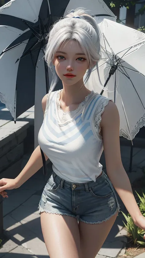 Hash of white hair 、 Close-up of Woman Wearing White Mask ,  beautiful figure painting , Guvez, Guvez style artwork, White-haired God, author： Yang Jie ,  Epic beautiful character art ,  Stunning character art , author：Fan Qi,  Out of Wu Standard , Guvez o...