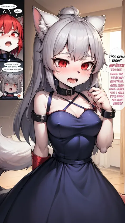    Fox Girl  ,  Beast Man ,アニScalpelタイル, Wearing a dress,  rapes,Scalpel, Grey Hair,  sex,  like fur,  white fur,  dog restraint,  crying face,  comics, next scene , red eyes, middle hair,Beast&#39;s Tail, hermaphrodites