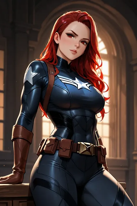 CREATE THE CHARACTER "Captain America" With a big cock stuck in a black widow