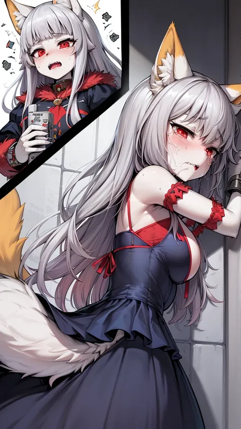    Fox Girl  ,  Beast Man ,アニScalpelタイル,  dress,  rapes,Scalpel, Grey Hair,  sex,  like fur,  white fur,  dog restraint,  crying face,  comics, next scene , red eyes, middle hair,Beast&#39;s Tail,Pregnant women,mother