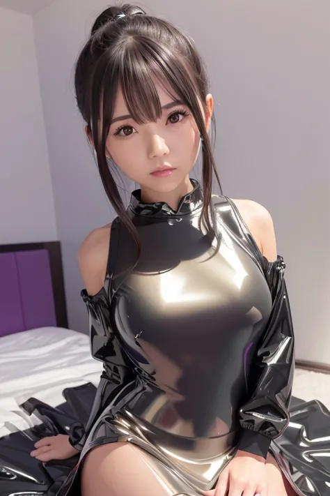  idol 、Age: 、TOP QUALITY、masterpiece、Ultra High Definition、Original photo、(Photorealistic:1.4)、 1 girl、very cute、  adorable by design、  shiny dress ,  sexy,( face without makeup:1.3)、 (Super reflective latex  polarized paint dress :1.7)、 very attractive  、...