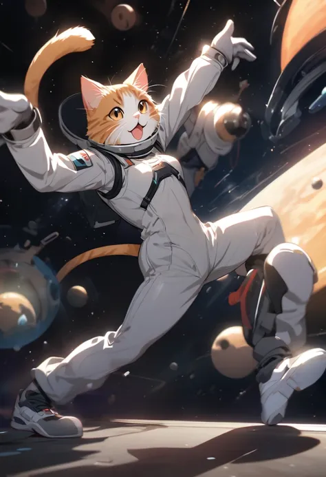 Cat dancing in space