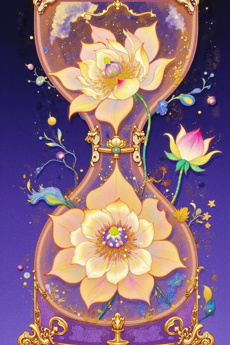 An image of a clock with a flower pattern on it, psychedelic surrealistic art, by justin gerard, Beeple 和 Jeremiah Ketner, surrealistic +  highly detailed,  just a joke ,  The passage of time , by Chris Rahn, lowbrow pop surrealisticism, Fine Details of an...