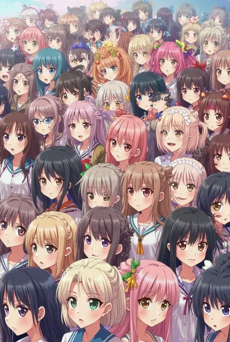 A group of 171 anime girls with different hairstyles 