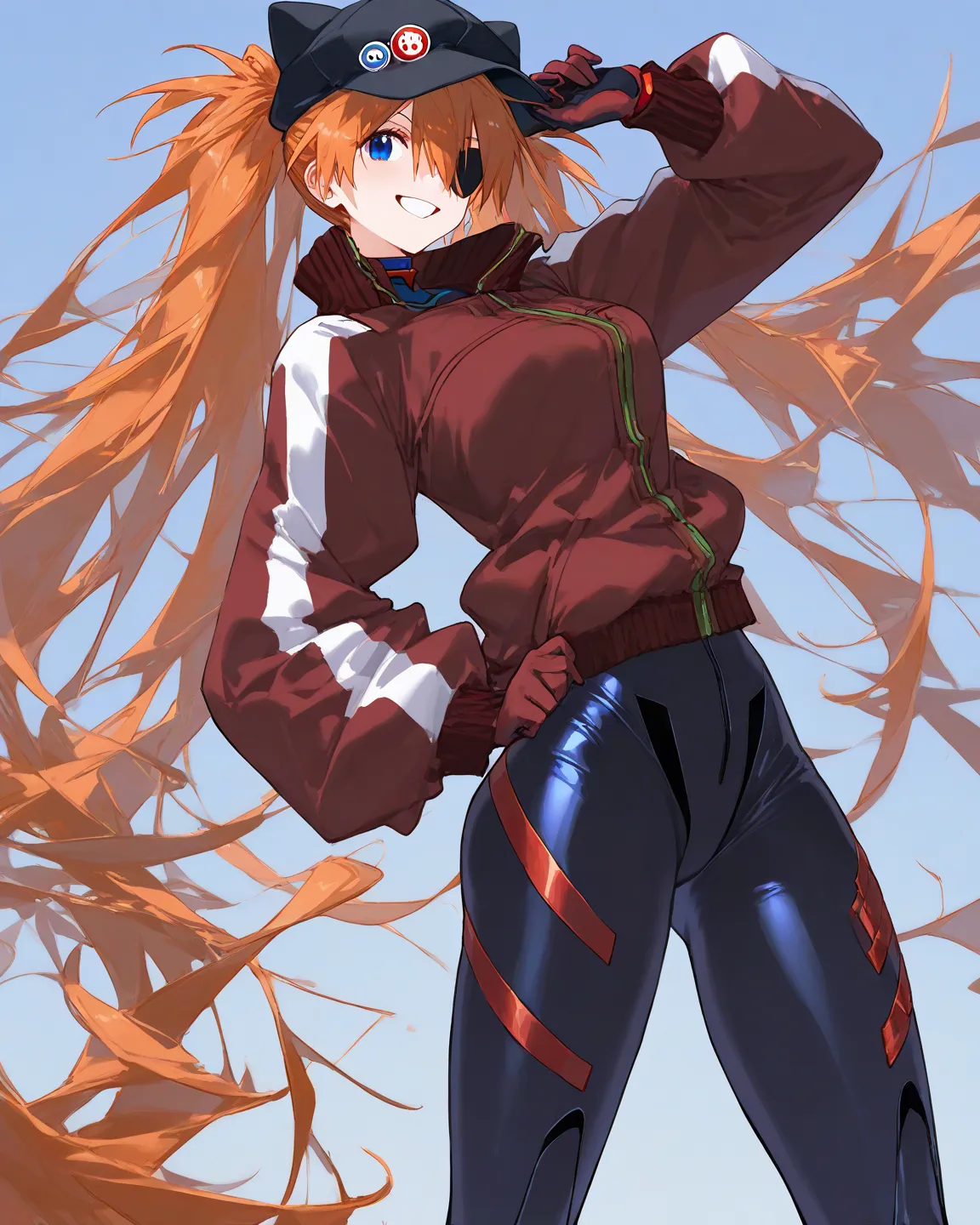  top quality,     masterpiece,      cute poster   、    8k Wallpaper、   、  high detail、 is amazing、   Best Rewards、absurd,      latest,                 Neon Genesis Evangelion、  woman 1 person、   Alone、Su Long Aska Langley、orange hair、      blue eyes、     e...