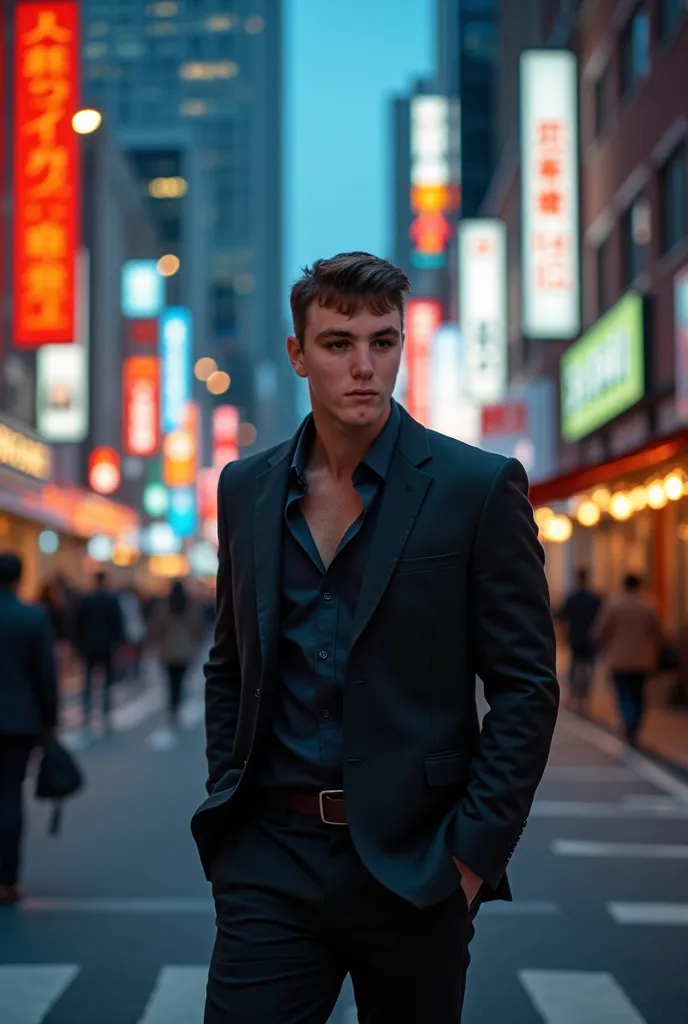 Photo shoot in stylish locations around the world. The main character is you, charismatic man with a confident look and natural photogenicity. In the background — epic urban landscapes: skyscrapers of New York, night Tokyo with neon lights, narrow streets ...