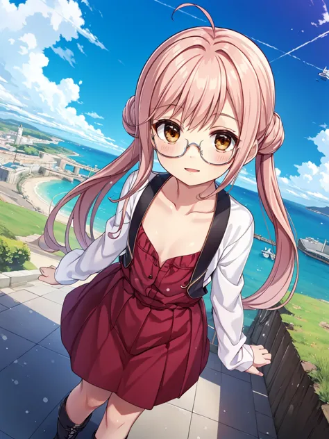 Portrait, official art, best masterpiece, best quality, best resolution, 8K, best detailed, perfect anatomy
BREAK
makigumo, makigumo (kancolle), glasses, pantyhose, sleeves past wrists, sleeves past fingers, pink hair, yellow eyes, ahoge, twintails, boots,...