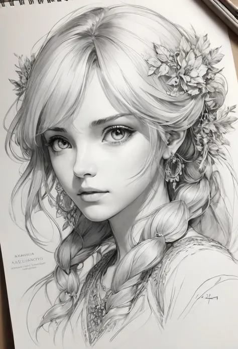 Anime Line Art , by Anna Razumovskaya, sketch, best quality,  masterpiece, is very beautiful,  perfectly composed , intricate, super detailed, b&exist