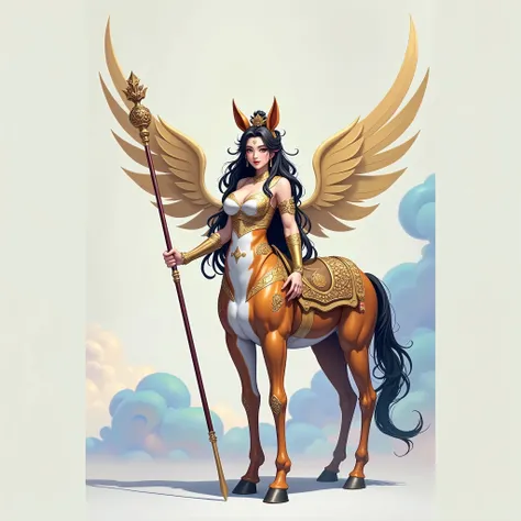  masterpiece,(best quality:1.3),半人horse女孩, Lola:半人horse女孩V1.0:0.6,(Icefield:1.3),(Head to body 1：9：1.3)Nine-head body，Long weapon， ancient mythical character Jiro God costume ，Tiger Stripes，Huge wings on the back， perfect fingers，（cos Jiro God ）（Reference ...