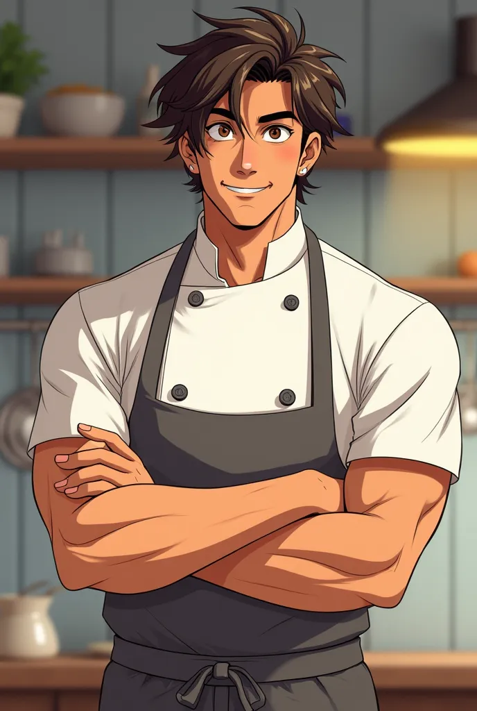 Gabriel Moretti's appearance:

 Gabriel has 1 ,75 m tall and a well-defined body due to the constant effort in the kitchen. He is not extremely muscular, but his arms are strong and marked by protruding veins, , the result of years holding heavy knives, kn...