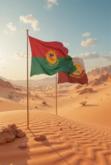 Generate the Sahelian Sahara for me and put the flags of Niger Burkina Faso Mali and Chad 