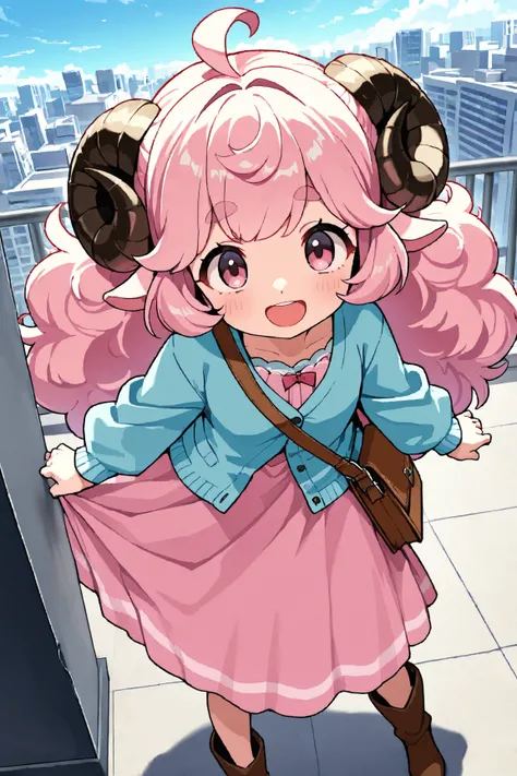 masterpiece, best quality, amazing quality, very aesthetic, high resolution, ultra-detailed, absurdres, newest, Anime screencap, highly detailed, high quality, Intricate:1.4, BREAK, (1girl, ひつじちゃん,  fluffy hair\long\pink, thick eyebrows:1.1, round sheep ho...