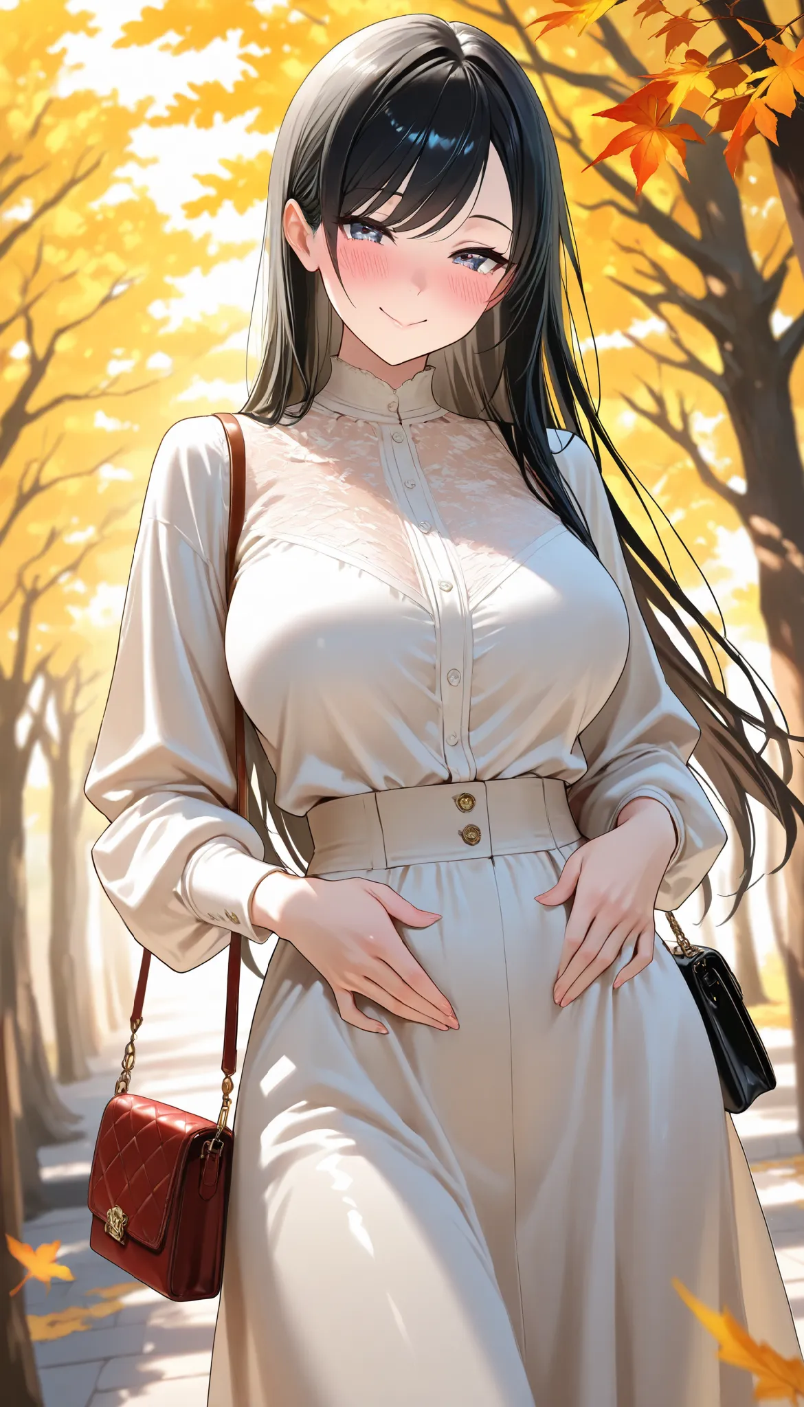 (best quality, masterpiece, ultra detailed, high resolution), Beautiful 8K CG artwork, Enriched photography, anatomically accurate body, depth of field,  1girl, elegant yet sexy girl, (long hair, black straight hair, swept bangs), 
round large breasts, bre...