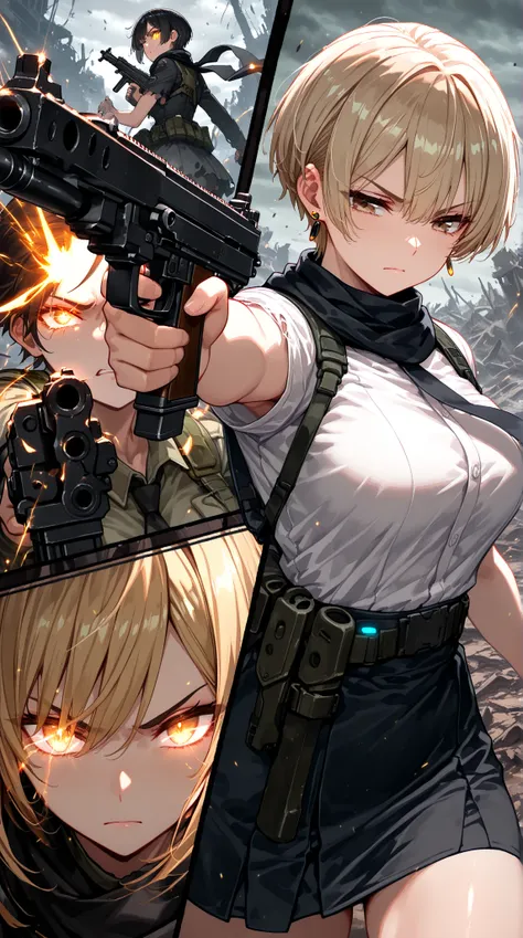 (masterpiece, highest quality), (very detailed, highest quality, official art, beautiful and aesthetic: 1.2), 2 Girls,Girl Firing Submachine Gun,(UZI),(Aiming:1.2),(Submachine Gun Detail:1.5), bulletproof suit, (turn towards the viewer), syncs body orienta...