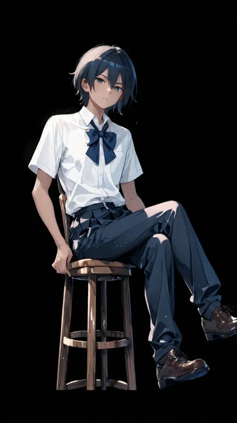  Height　 handsome　 blue　 black hair　 school uniform　