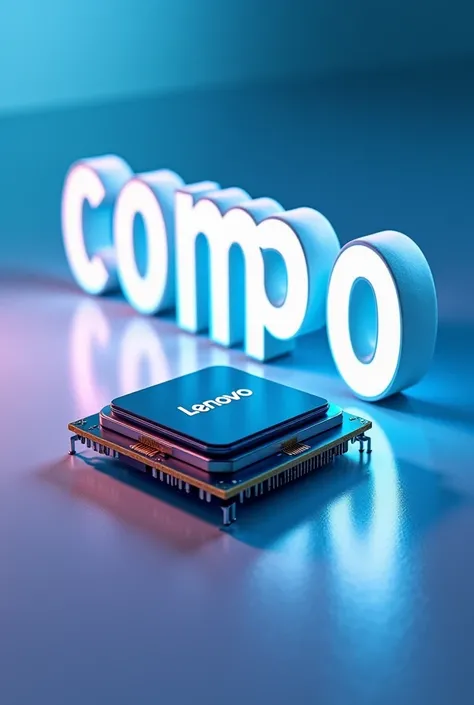 A photo has "Compo" word with huge text beside Lenovo CPU