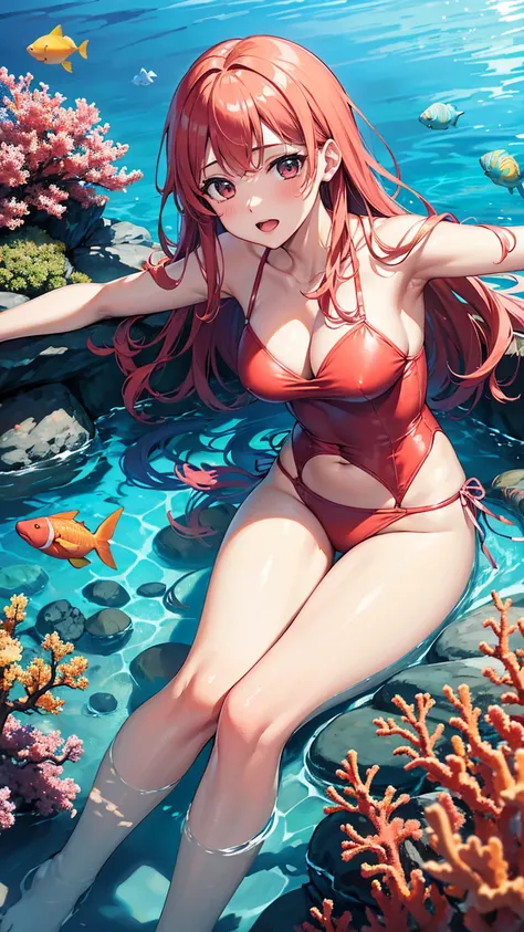  in high-definition images、Spectacular dramatic expression in the intense style of Marin-chan from the Umi no Umi Monogatari series 、 Superb underwater scenery with Marin in a pink swimsuit  、 View of the coral in Okinawa 、 red and orange coral reefs 、  Ma...