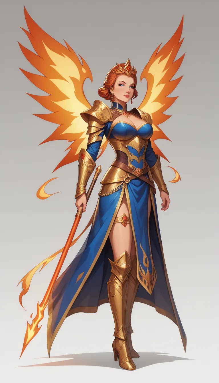 Close-up of a woman with flames and flames on her body,  fiery huge wings  of flame,  fiery huge wings ,  epic fantasy art style , Concept map | Artistic Germ, Phoenix Warrior , extremely detailed Artistic Germ,  Epic Fantasy Digital Art Style, Queen of Ch...