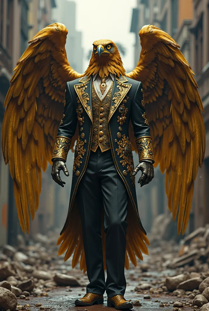 Mafioso with golden eagle body and jewels