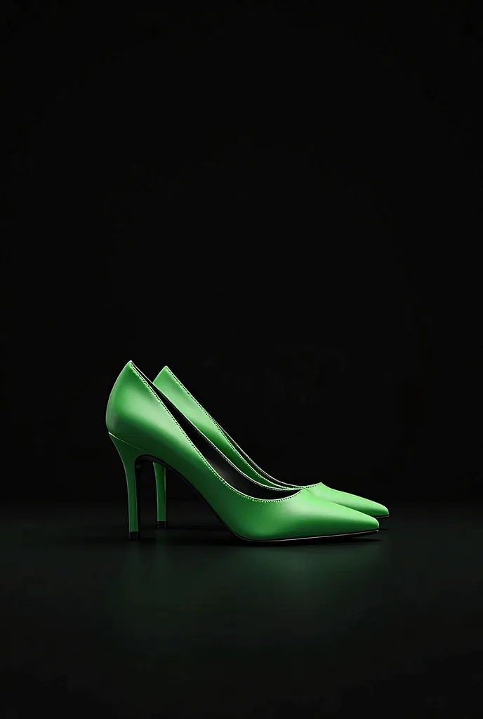 Green classic heels, on a black background