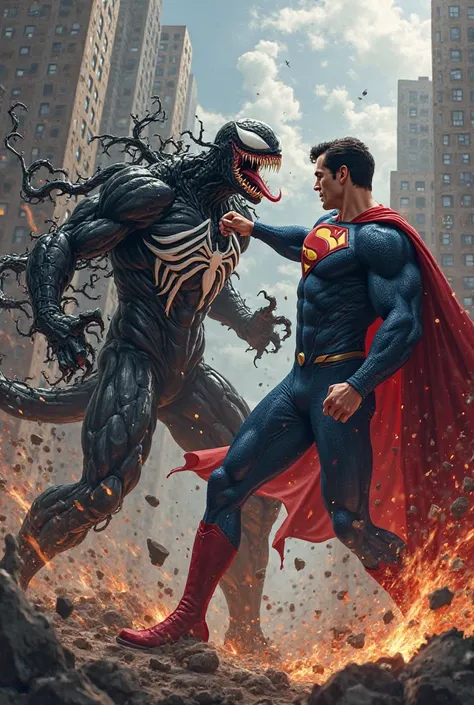 Venom with  by gree fighting with superman