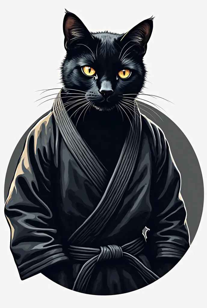 LOGO BLACK CAT IN THE JIU JITSU KIMONO
