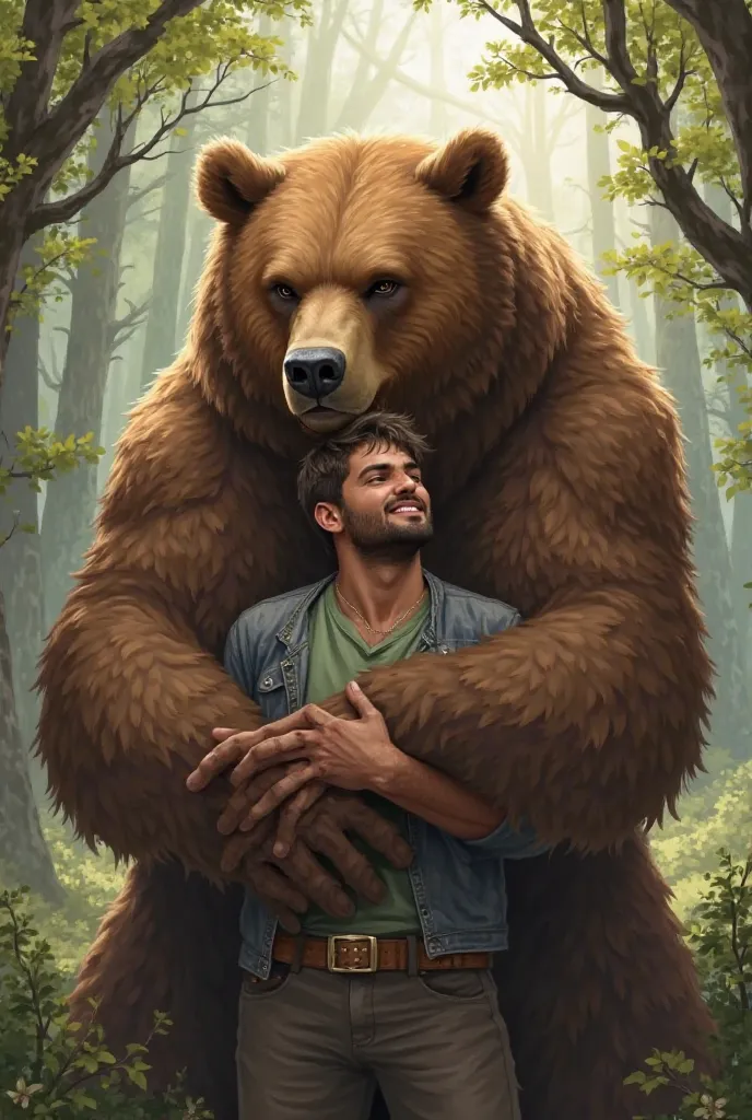 Bear hugging man from behind