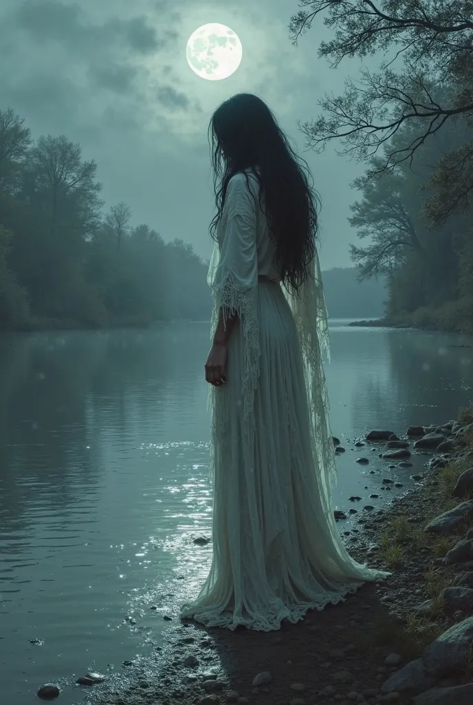 La llorona next to a river 