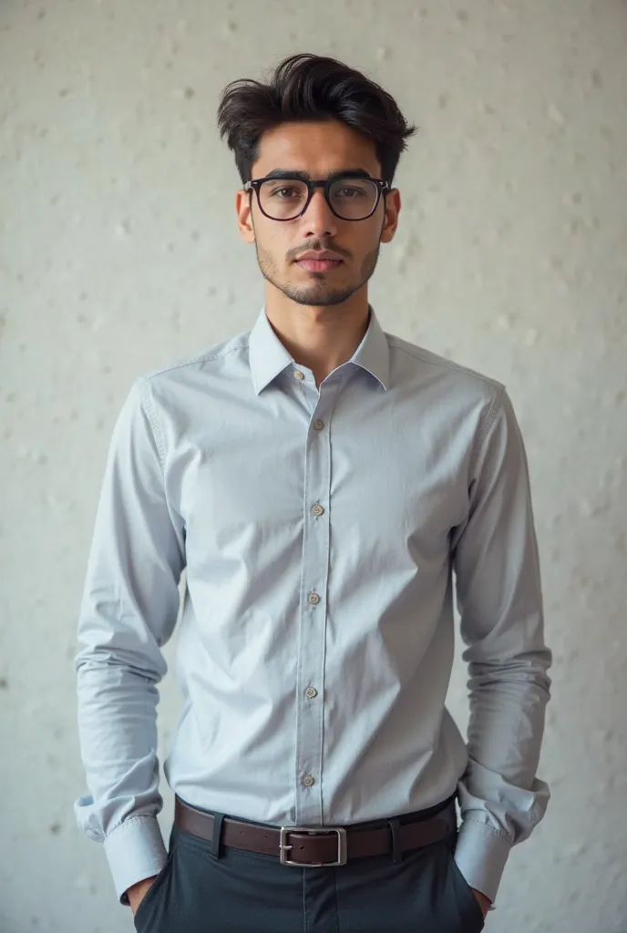 21 years old Pakistani boybwith fair skin.
Wearing spectacles and narrow body posing for twitter picture in formals