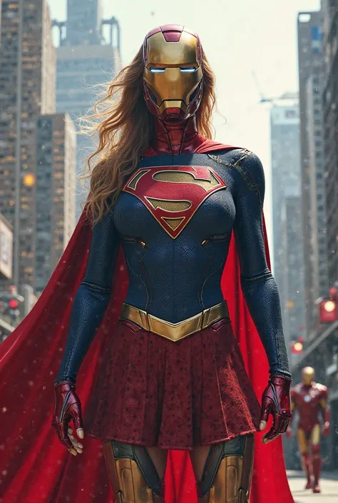 Supergirl The art of merging into the body of Iron Man