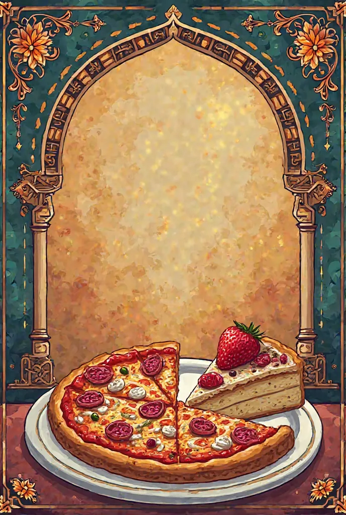 I love to eat pizza and cake, make it a poster in Turkish