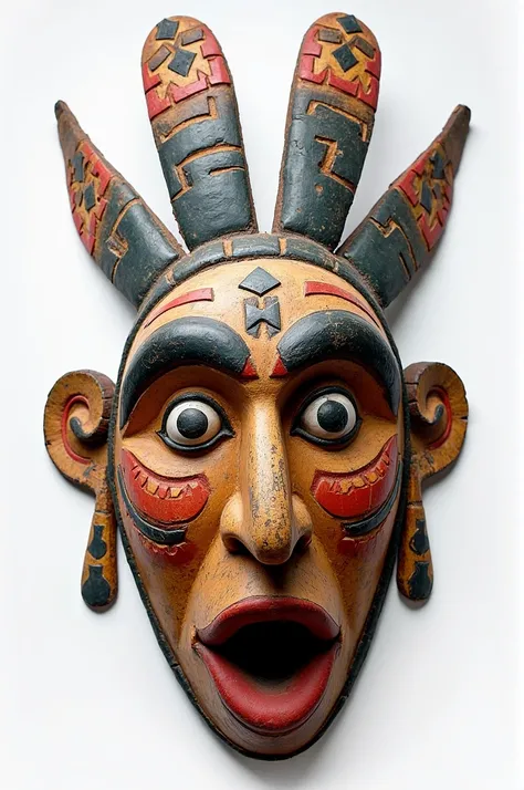 An aya Huma mask from Ecuador with a transparent background