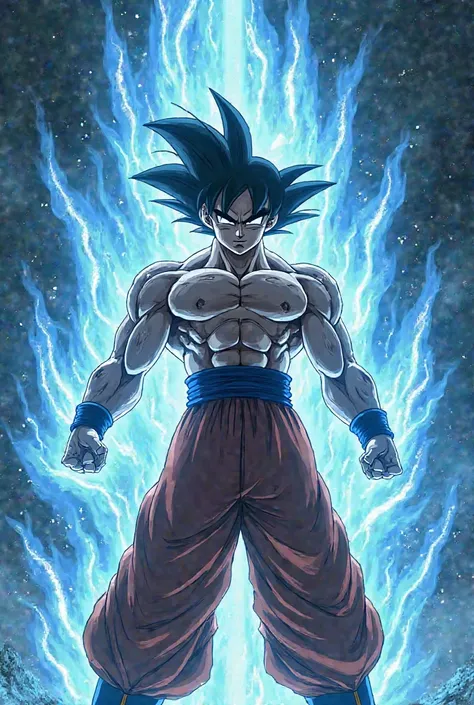 Goku ultra instinct with the aura doing the kamehameha 