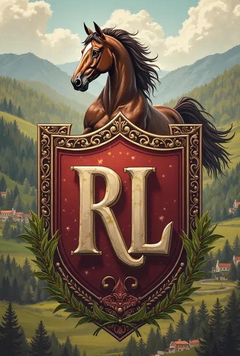 Initials RL equestrian shield 