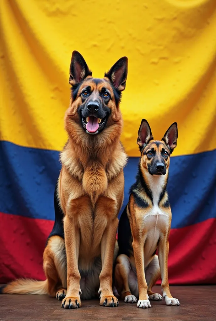  Colombian Flag ,IUDC , canine club and a German shepherd dog with the Colombian finch hound 